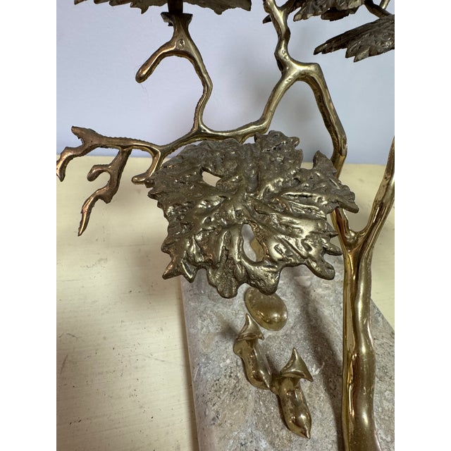 1980s Vintage Signed Bijan Brass Bonsai Tree Sculpture, Deer Family, Marble Base For Sale - Image 5 of 11