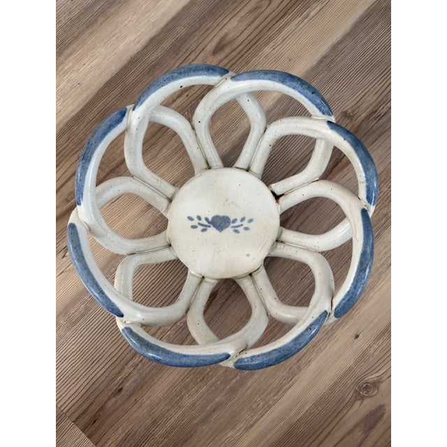 American Vintage Ceramic Woven Lattice Basket Bowl For Sale - Image 3 of 13