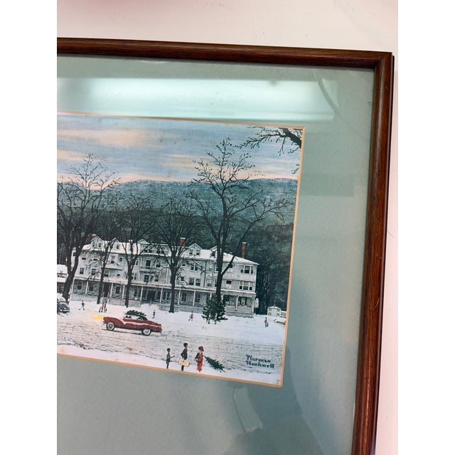 Vintage Norman Rockwell Stockbridge Main Street at Christmas Framed Offset Lithograph Print Reproduction For Sale - Image 9 of 13