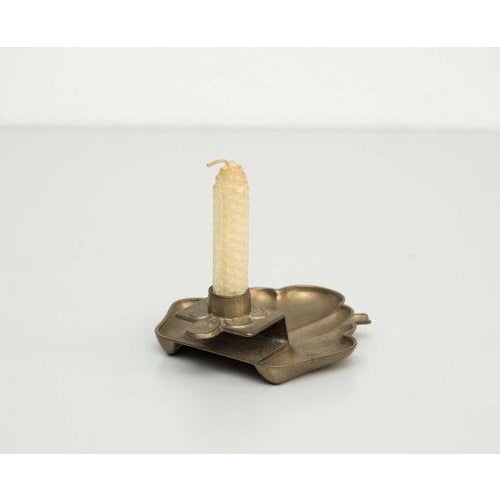 Rustic Rustic Brass Candleholder, Spain, 1970s For Sale - Image 3 of 11