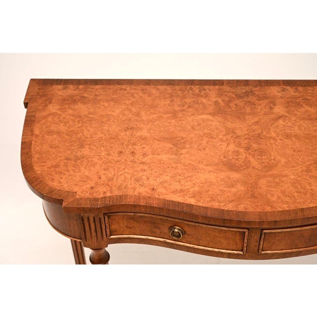 1950s Antique Regency Style Burr Walnut Console Table, 1950 For Sale - Image 5 of 10