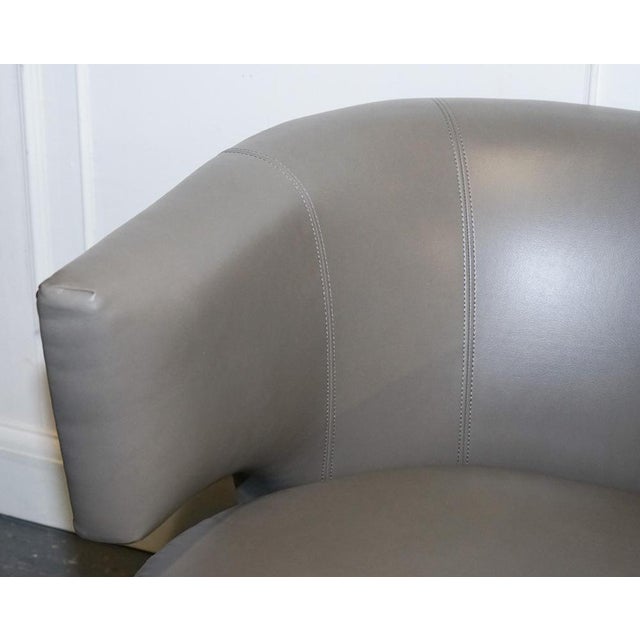 Gray Round Back Armchairs in Grey Leather with Studs from Coach House, Set of 2 For Sale - Image 8 of 13