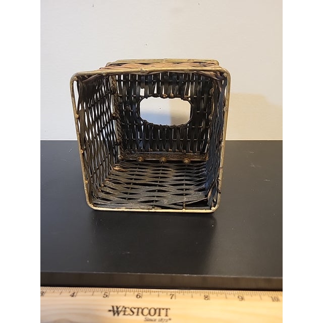 Brass Vintage Wicker Weave Brass Tissue Box Cover MCM For Sale - Image 8 of 10