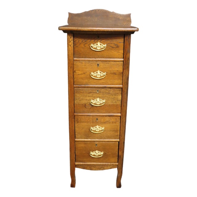 Rare Victorian Quarter Sawn Oak Lingerie Chest For Sale