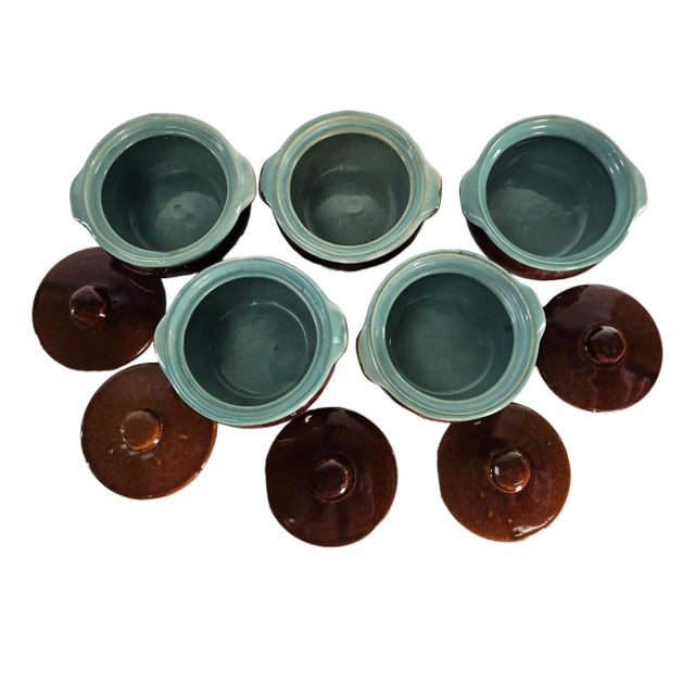 Farmhouse Red Wing Pottery Covered Casseroles W/ Handles Set of 5 For Sale - Image 3 of 6