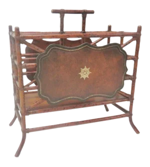 Faux Bamboo & Leather Magazine Rack