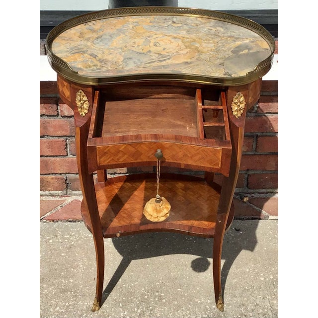 Brown Classic French Transition Marble Top Side Table For Sale - Image 8 of 11