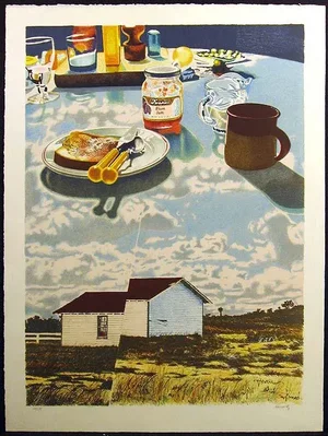 Howard Kanovitz "Windmill Antilles" Signed Surreal Lithograph Art Print C.1980