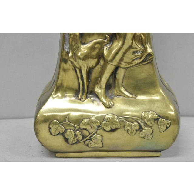 Antique Art Nouveau Chinese Gilt Bronze Nude Female Sculpture Statue 16" Vase For Sale - Image 4 of 17