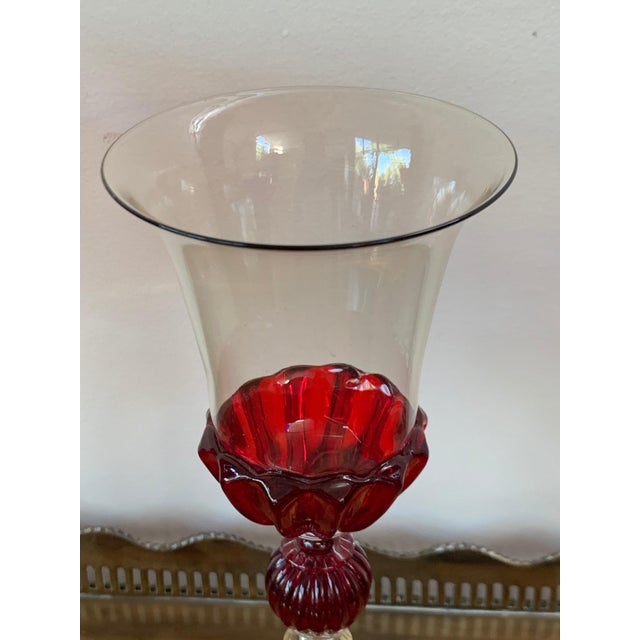 Glass Late 20th Century Set of Three Modern Murano Glass Goblets, Blue, Red and Amethys For Sale - Image 7 of 18