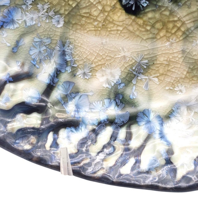 Ceramic Edgecomb Potters Organic Crystalline Glaze Studio Pottery Dish 10" For Sale - Image 7 of 13