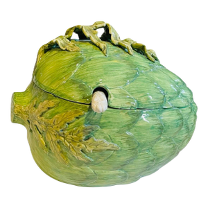 Vintage Italian Majolica Artichoke Soup Tureen