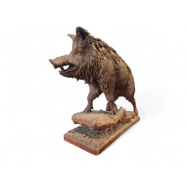 Antique Black Forest Carved Warthog Sculpture, 1880 For Sale - Image 4 of 11
