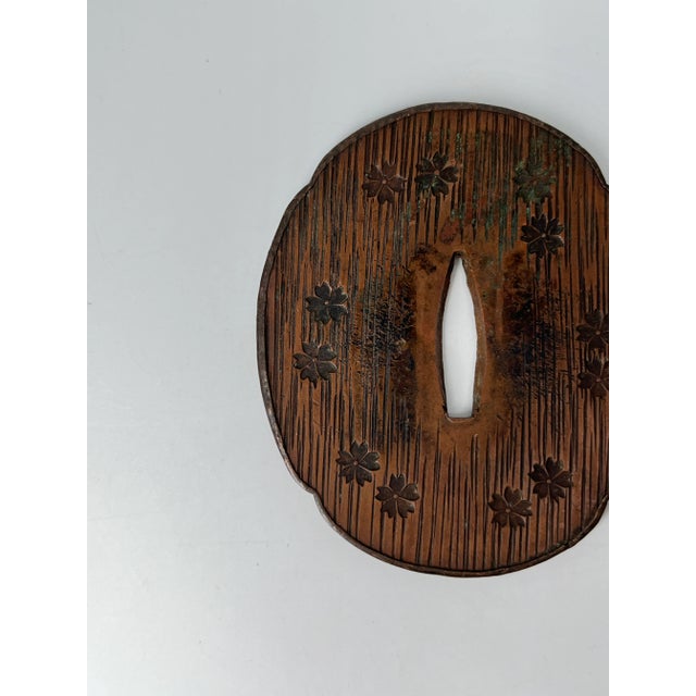 Antique Japanese Samurai Sword Hilt – Iron Tsuka With Engraved Floral Motifs 3 For Sale - Image 6 of 7