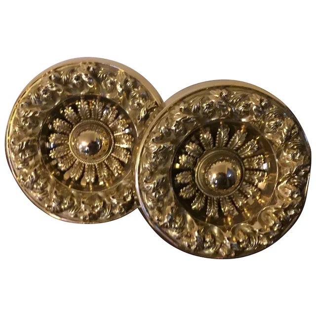 Antique 19th Century American Federal Empire Gilt Spun Brass Drapery Tie Backs - A Pair For Sale - Image 11 of 11