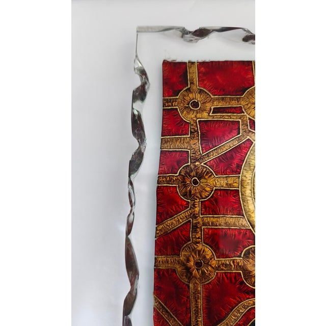 Red Sacred Image Hammered Glass Panel in the style of Fontana Arte, Italy, 1970s For Sale - Image 8 of 12