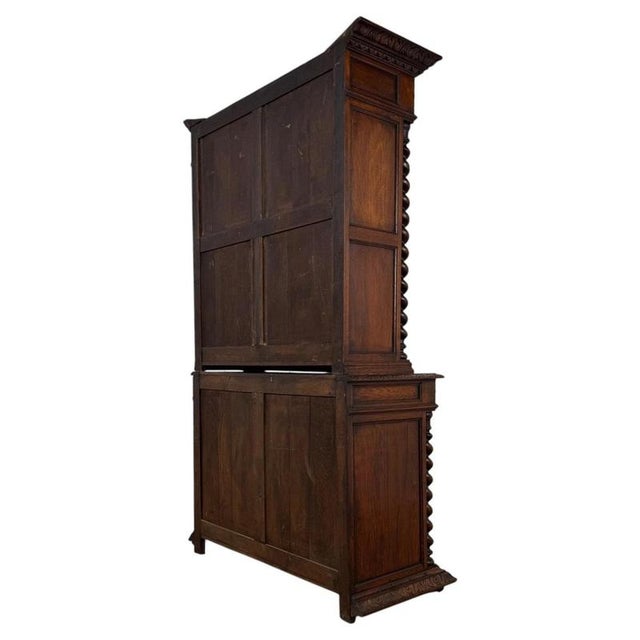 19th Century Antique English Renaissance Revival Oak Bookcase For Sale - Image 10 of 14