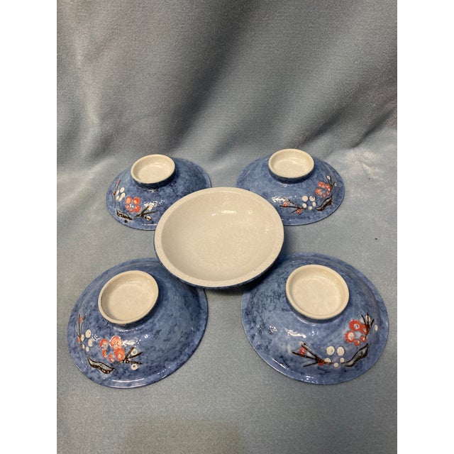 1980s Footed Stoneware Donburi Bowls- Set of 5 For Sale - Image 4 of 18