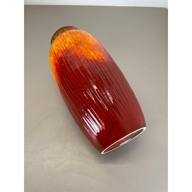 Large Pottery Fat Lava Supercolor Floor Vase attributed to Scheurich, 1970s For Sale - Image 15 of 18