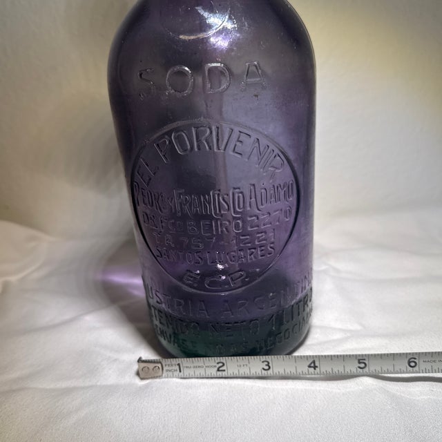 Antique Pedro Francisco Adamo Purple Seltzer Bottle From Argentina For Sale - Image 9 of 10