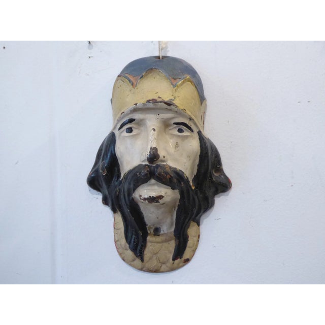 Vintage Folk Art Painted Iron Heads - Set of 2 For Sale In Portland, ME - Image 6 of 6