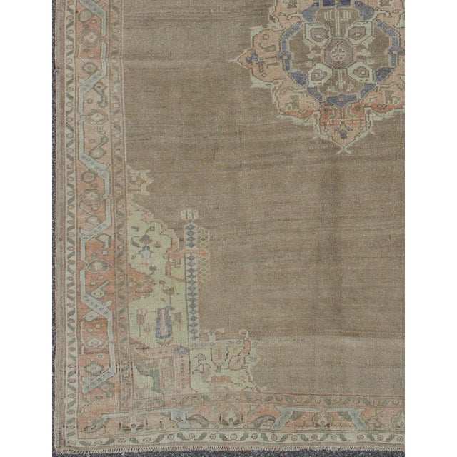 Measures: 5'5 x 8'1. Vintage Turkish Oushak Rug with Taupe, Coral, Blue and Soft Green Tones. Keivan Woven Arts / rug TU-...