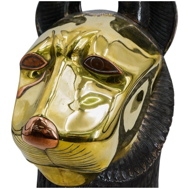 Large Pair of Enrique Garcel Two Tone Bronze Lion Busts For Sale In Miami - Image 6 of 11