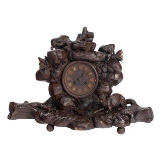 Carved Wooden Mantelclock, 19th Century For Sale