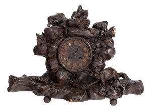Carved Wooden Mantelclock, 19th Century