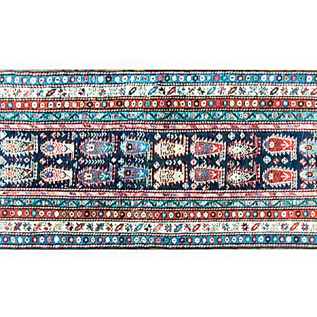 Navy Blue Early 20th Century Persian Ganjeh Rug For Sale - Image 8 of 16