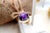 Metal Gold Ring with Polished Tanzanites and Double Band For Sale - Image 7 of 7