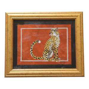 Leopard English Traditional Style of Skilling British Colonial Expressionism Burnt Orange Goldenrod Brown Original Oil Painting Cleo Plowden