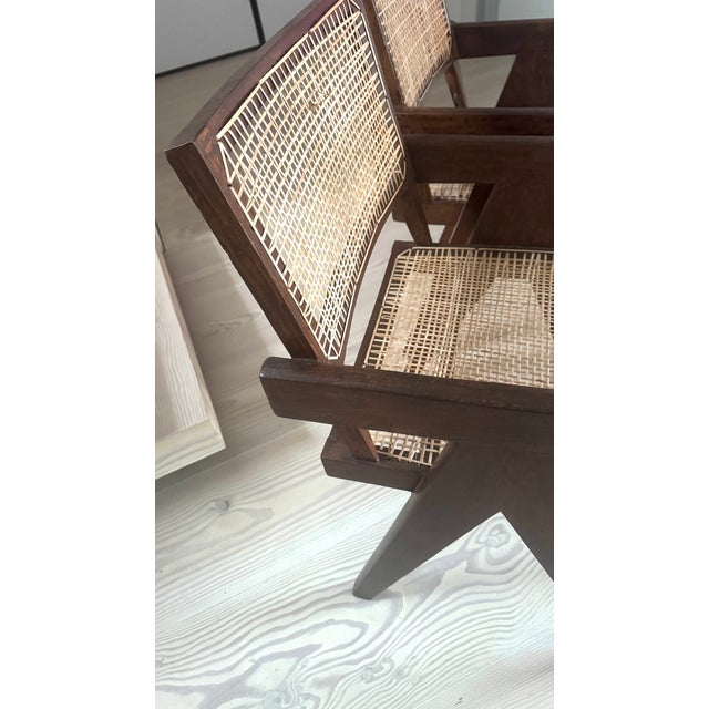 Cane Desk Chairs by Pierre Jeanneret for Chandigarh, 1956, Set of 2 For Sale - Image 10 of 18