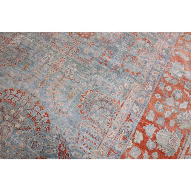 Zabihi Collection Oversize Green Antique Sarouk Rug For Sale - Image 9 of 11