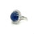 GIA Certified 25 Carat Cabochon Blue Sapphire & Diamond Halo Ring in Platinum, Size 6.74 For Sale - Image 4 of 8