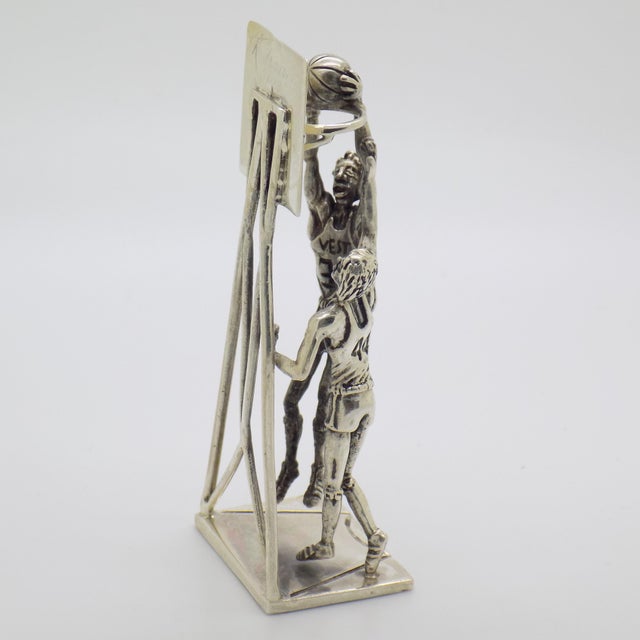 1980s Vintage Italian Handmade Sterling Silver 925 Basket Players Large Rare Figurine Sculpture For Sale - Image 5 of 11