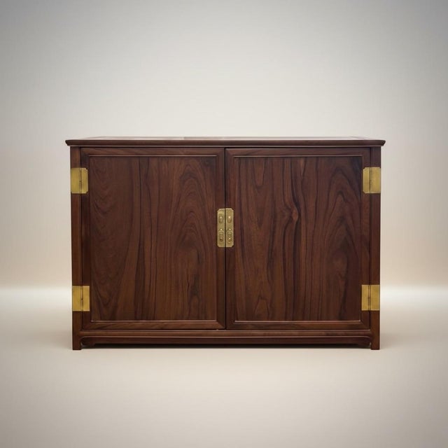 1970s James Mont Style Asian Modern Solid Rosewood Dry Bar Cabinet or Server For Sale - Image 5 of 6