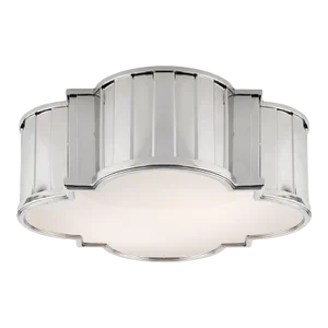 Thomas O'Brien for Visual Comfort Signature Tilden Large Flush Mount in Polished Nickel with White Glass