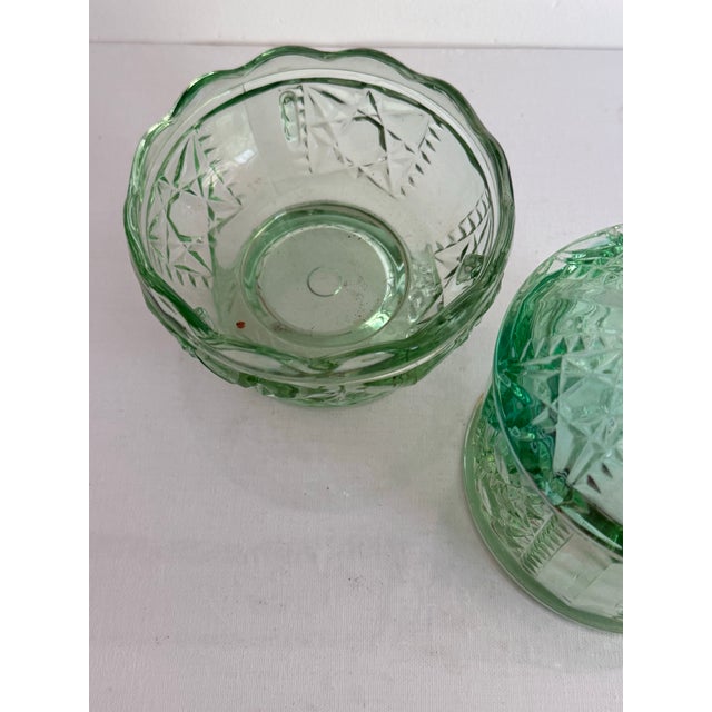 Green Vintage Light Green Pressed Glass Fairy Lamp For Sale - Image 8 of 10