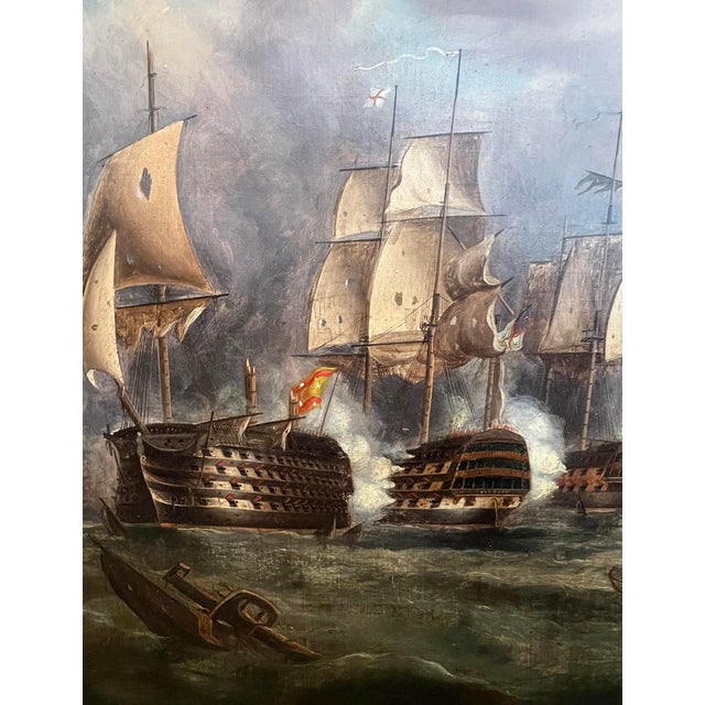 19th Century Manner of Sir George Chambers - The Battle of Trafalgar (Oil on Canvas) For Sale - Image 5 of 14