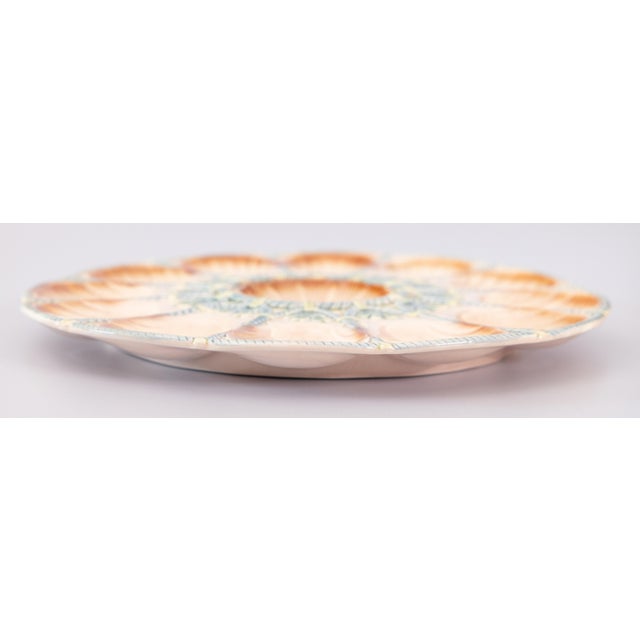 1920s Large Antique French Sarreguemines Majolica Oyster Platter, Circa 1920 For Sale - Image 5 of 9