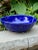 Brilliant cobalt blue studio pottery pedestal bowl signed by the artist (1996). Decorated with contrasting stripes around...