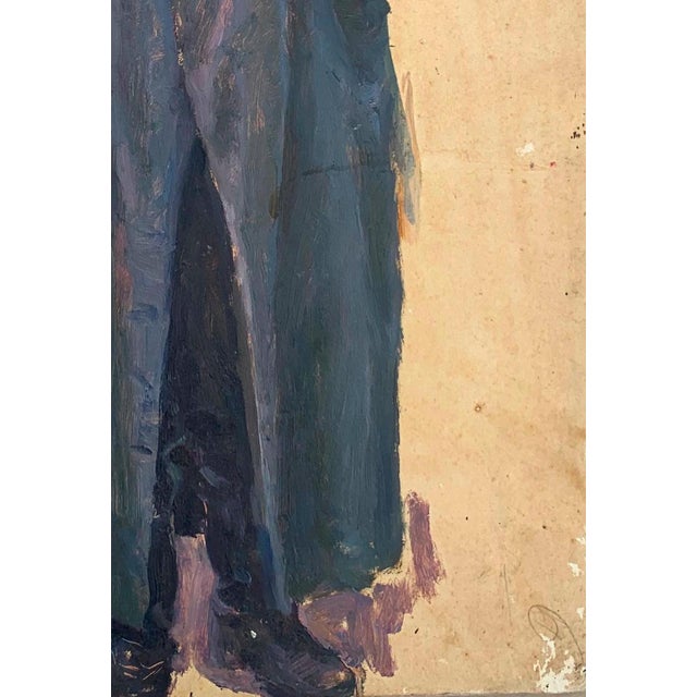 Battle Painting Portrait Soldier Armed Forces Antique Oil Painting Original Soviet Art Ukrainian Artist Sokolovsky G. 43-29 1970s For Sale - Image 6 of 6