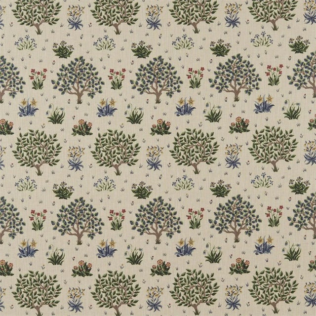 Morris & Co Orchard Fabric in Forest/Indigo - a Sample For Sale