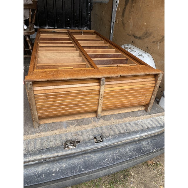 Oak Double Column Roll-Top Filing Cabinet, 1950s For Sale - Image 4 of 18