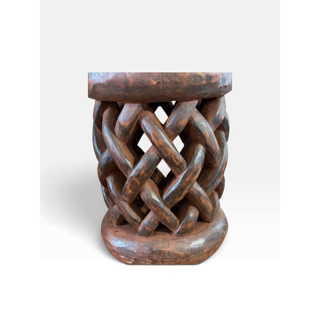 Vintage Tribal Nobility Bamileke Braided Stool/Table Cameroon 15" H For Sale - Image 9 of 9