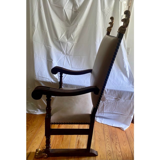 Antique Late 18th Century Italian Carved Walnut and Parcel Gilt Armchair For Sale In Los Angeles - Image 6 of 11