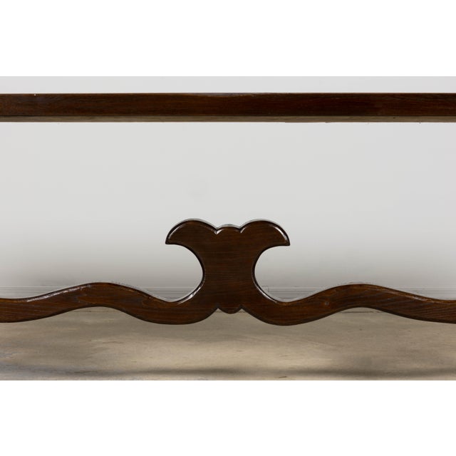 Wood 19th Century Spanish Oak Refectory Table With Monumental Trestle Base For Sale - Image 7 of 18