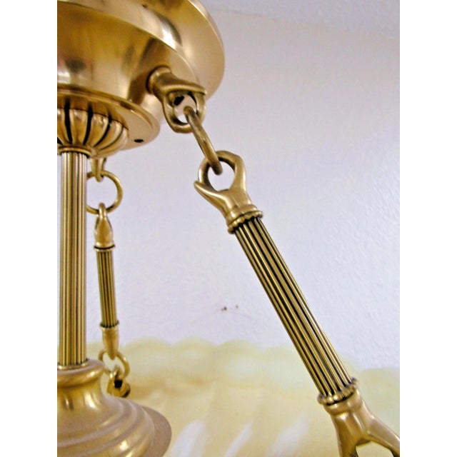 Elegant Lenox Quoizel Scalloped Shell Inspired Brass Accent Pendant Chandelier For Sale In Miami - Image 6 of 18