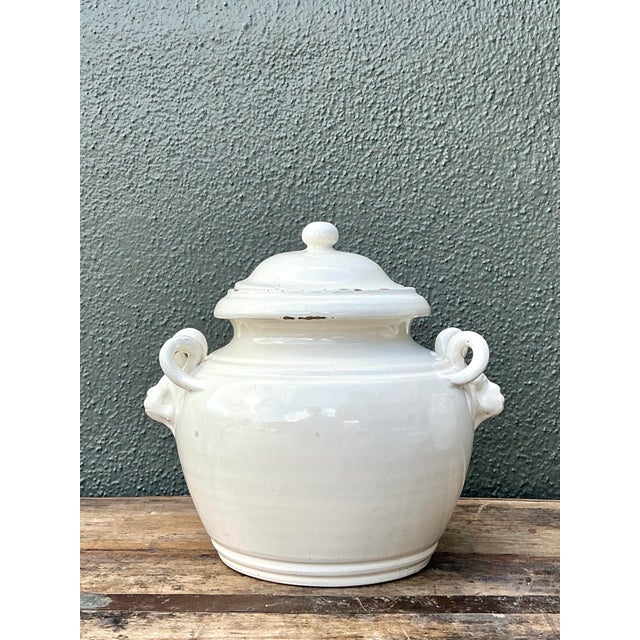Vintage Glazed Ceramic Lidded Urn For Sale - Image 10 of 12